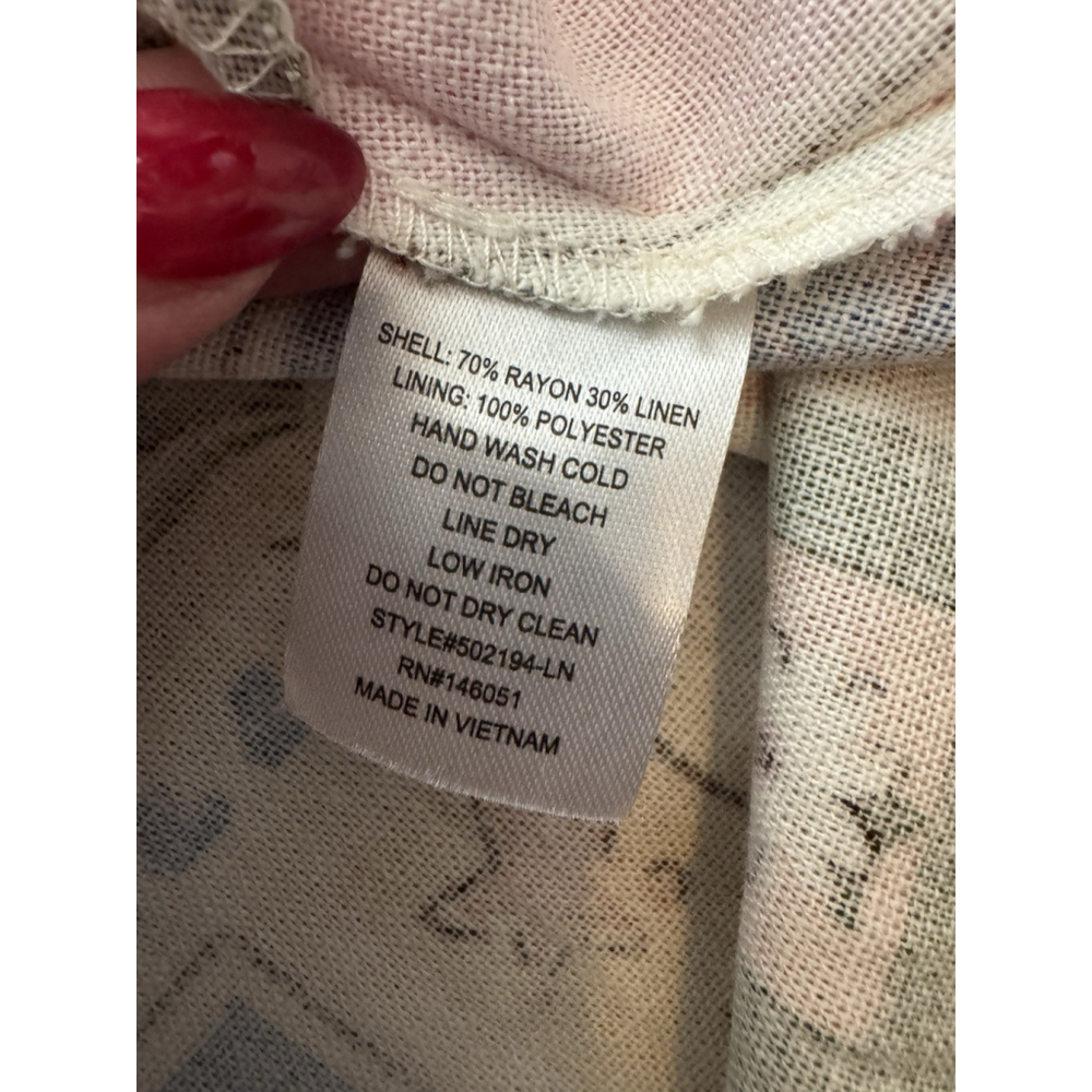 Monteau Patchwork Floral Sundress Large Cottagecore Linen Blend Boho Mini Dress - Picture 7 of 9